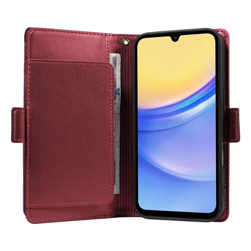 For Samsung Galaxy A15 5G/A15 4G Case with Multi-Card Holder and Strap PU Leather Phone Cover Stand