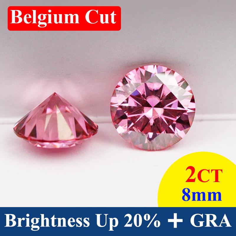 [USA Standard ] Top Belgium Cut Moissanite Stone Pink 0.1ct-5ct Gemstones Lab Grown Diamond Moissanite Loose Stone With GRA