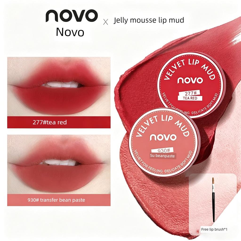 2 Boxes of Novo Jelly Lip Mud Lip Glaze Velvet Matte Lipstick Natural Whitening No-Makeup Look Niche Student Style