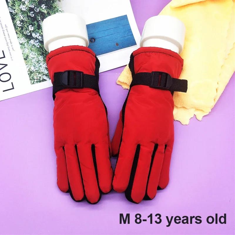 Kids Gloves Waterproof Outdoor Full Finger Thermal Gloves Children Winter Snow Mittens For For 3-13 Years Old Boy Girl