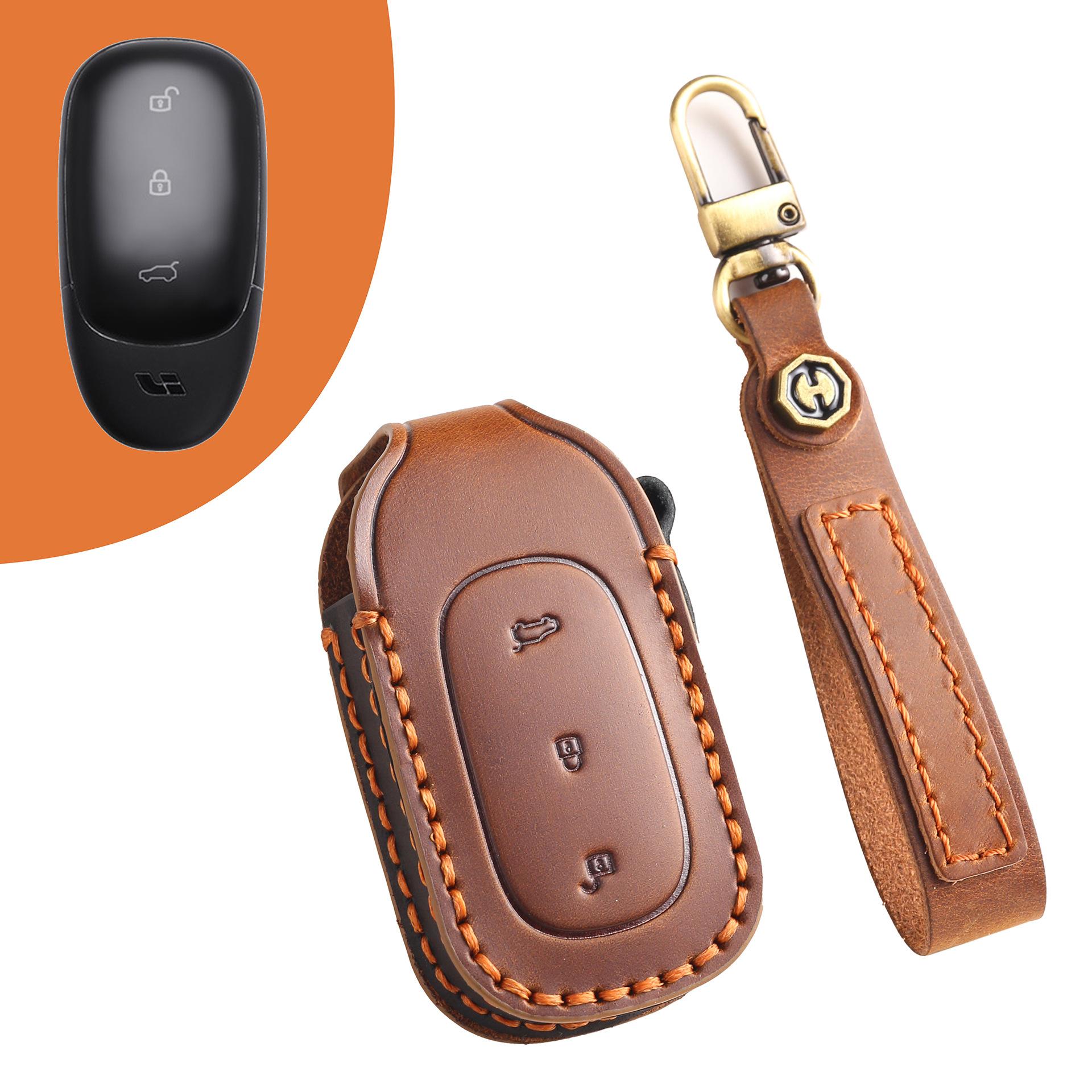 

Suitable for mega ideal ONE leather key bag MAX all-inclusive car key cover коричневый