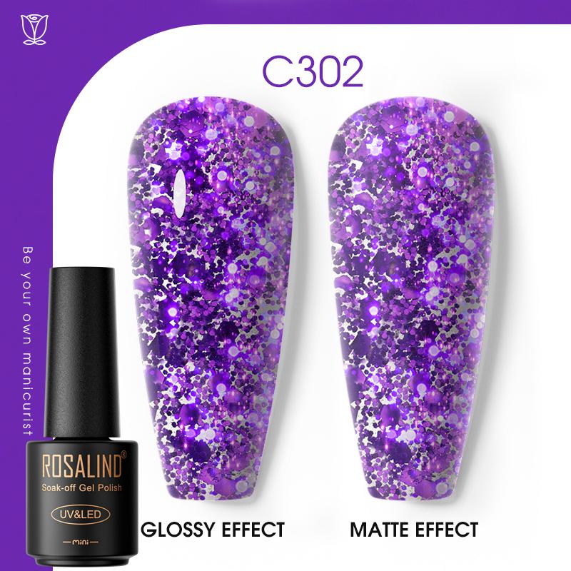 ROSALIND Laser Top Coat Gel Nail Polish Bright Semi Permanent Soak Off UV Multicolor Nail Polish Gel Varnish Hybrid For Nail Art Design LED/UV Lamp