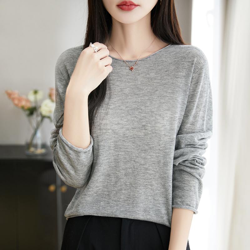 Dámský celoroční svetr z 50% vlny a 50% hedvábí | Lehký teplý pulovr z příze | Luxusní úplet z kašmírového hedvábí