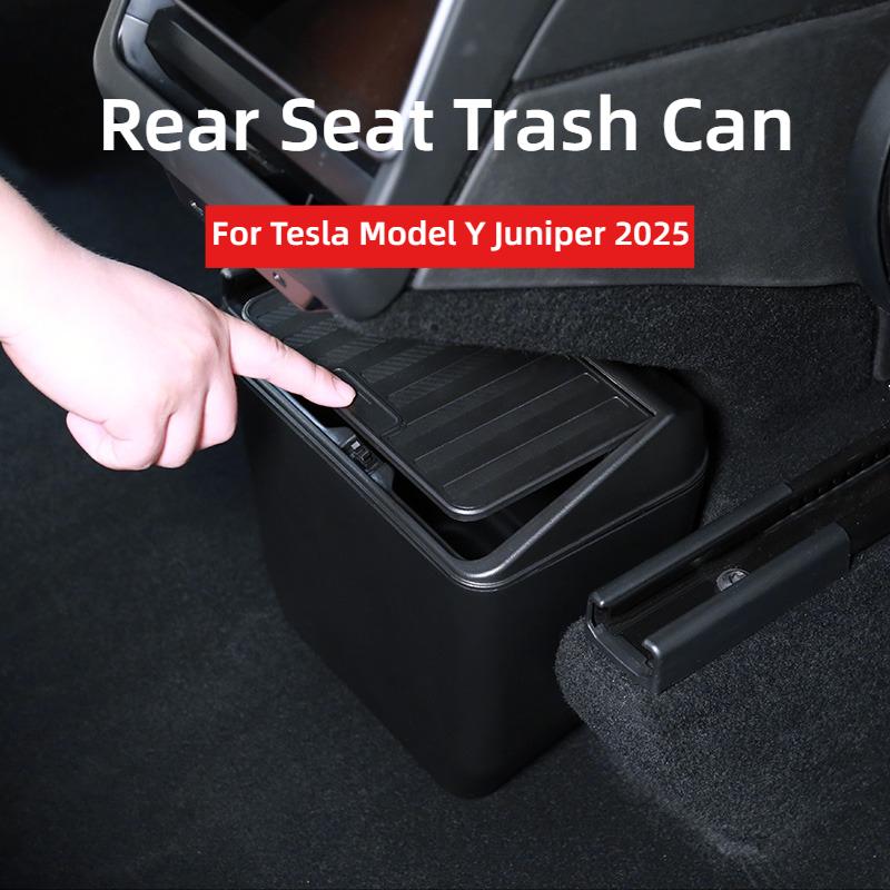 For Tesla Model Y Juniper 2025 Rear Seat Trash Can Rear Middle Garbage Bin Under Seat Storage Box Organizer Tray Car Accessories