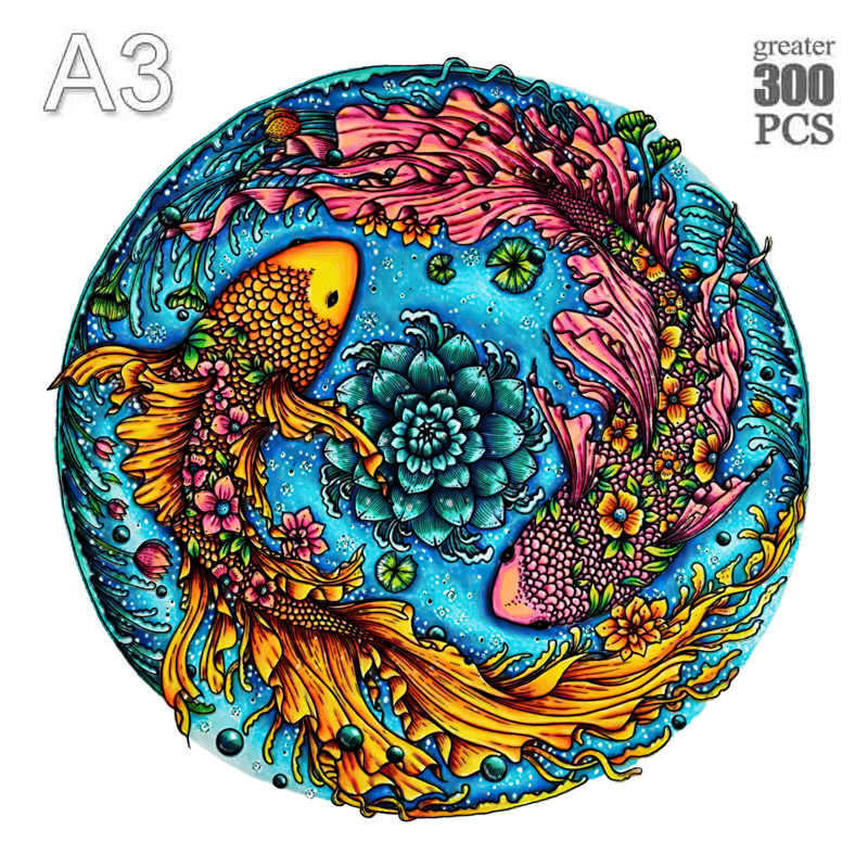 Non-Toxic Animal Wooden Puzzle For Adults Children A3 A4 A5 3D Wood Diy Crafts Shaped Christmas Gift Wooden Jigsaw Puzzle Gifts New