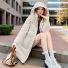 GMXIA Damskie kurtki i płaszcze w stylu vintage casual w jednolitym kolorze, jesień/zima, długi rękaw, z kapturem