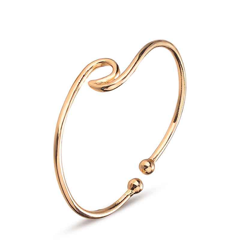 Elegant Simple Wave Opening Bracelet With Seagull Shaped Design Adjustable Gold Alloy Jewelry