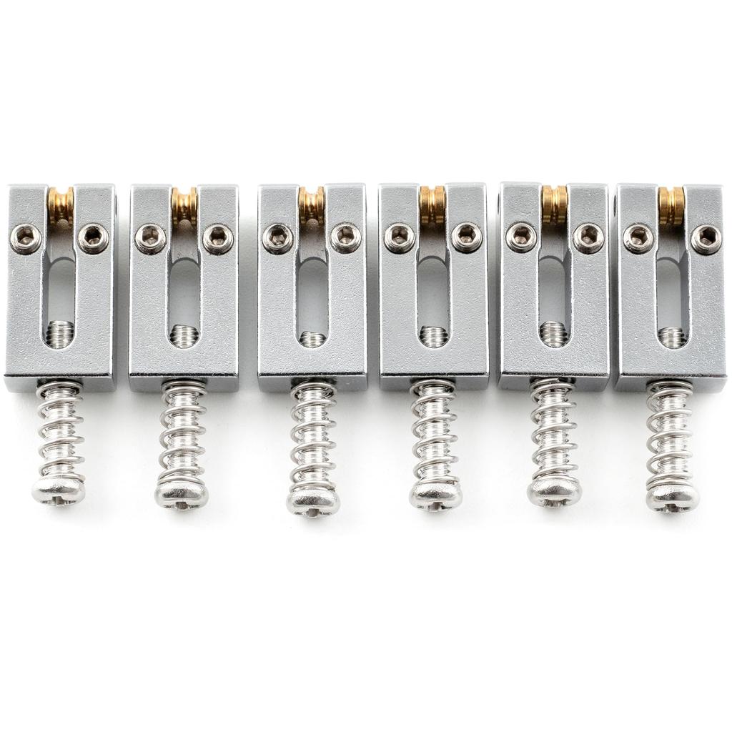 Musiclily Ultra 10.5mm Brass Guitar Roller Bridge Saddles for Strat/Telecaster Style Electric Guitars, Chrome (Set of 6)