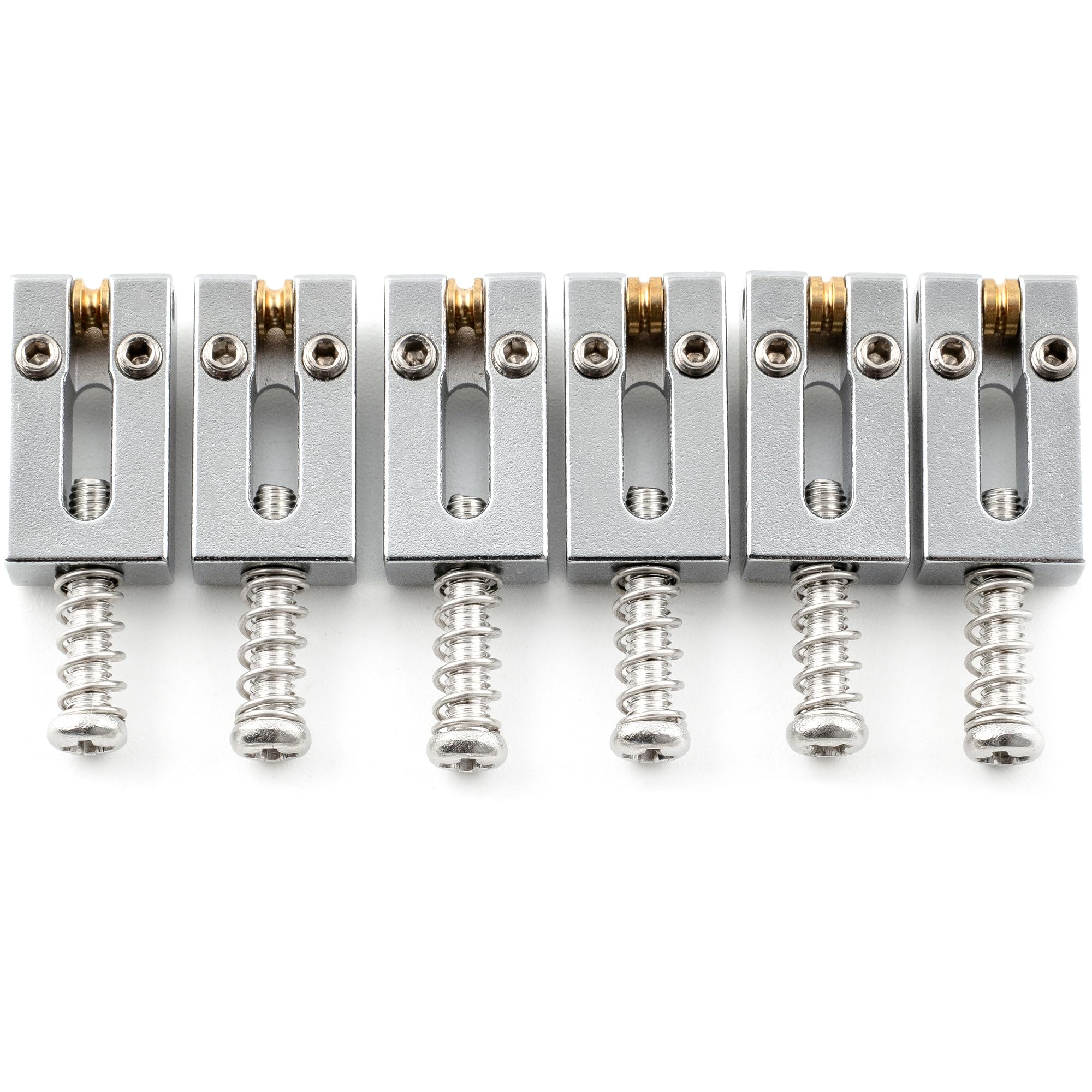 

Musiclily Ultra 10,5 мм латунные роликовые бриджевые седла для электрогитар типа StratTelecaster, хром (Набор из 6)