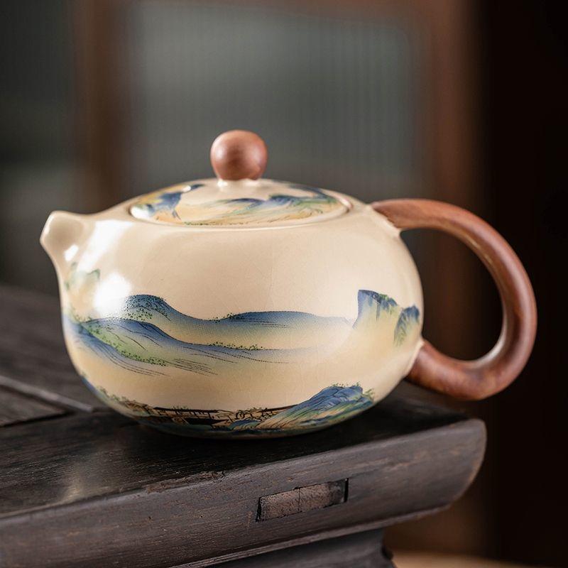 New Ru Kiln Gongfu Tea Pot - Xishi Ceramic Teapot for Brewing