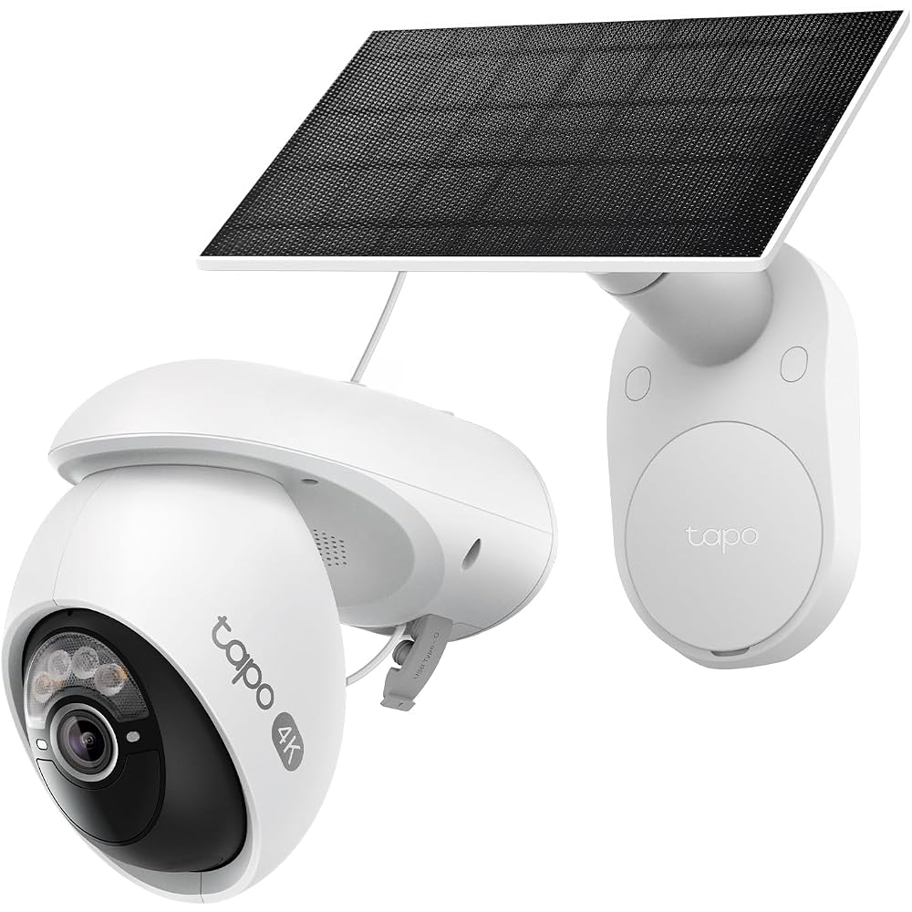 TP-Link Tapo Security Camera, Pet Camera, Outdoor Solar-Powered Surveillance Camera, Monitoring Camera, Smartphone Compatible, Wi-Fi, 4K 8MP, Pan/Tilt