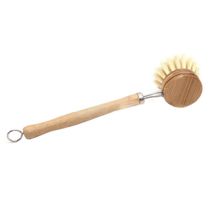 Latest Design High Quality Kitchen Cleaning Brush Wooden Bamboo Pot Scrubber Dish Washing Brushes 24cm
