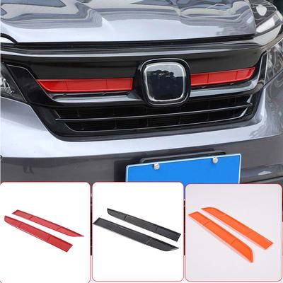 ABS Red Front Lower Grille Moulding Cover Racing Grill Middle Mesh Trim Strip Frame For Honda Pilot 2015- Car Accessories