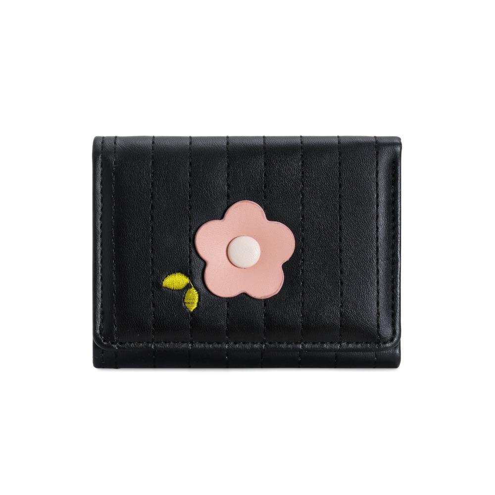 Fashion PU Leather Short Wallet Flower Fresh Candy Color Card Bag Women Wallet Ladies