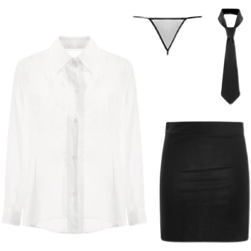 Large size lingerie seductive sexy passion hot glamorous revealing secretary no-take uniform suit