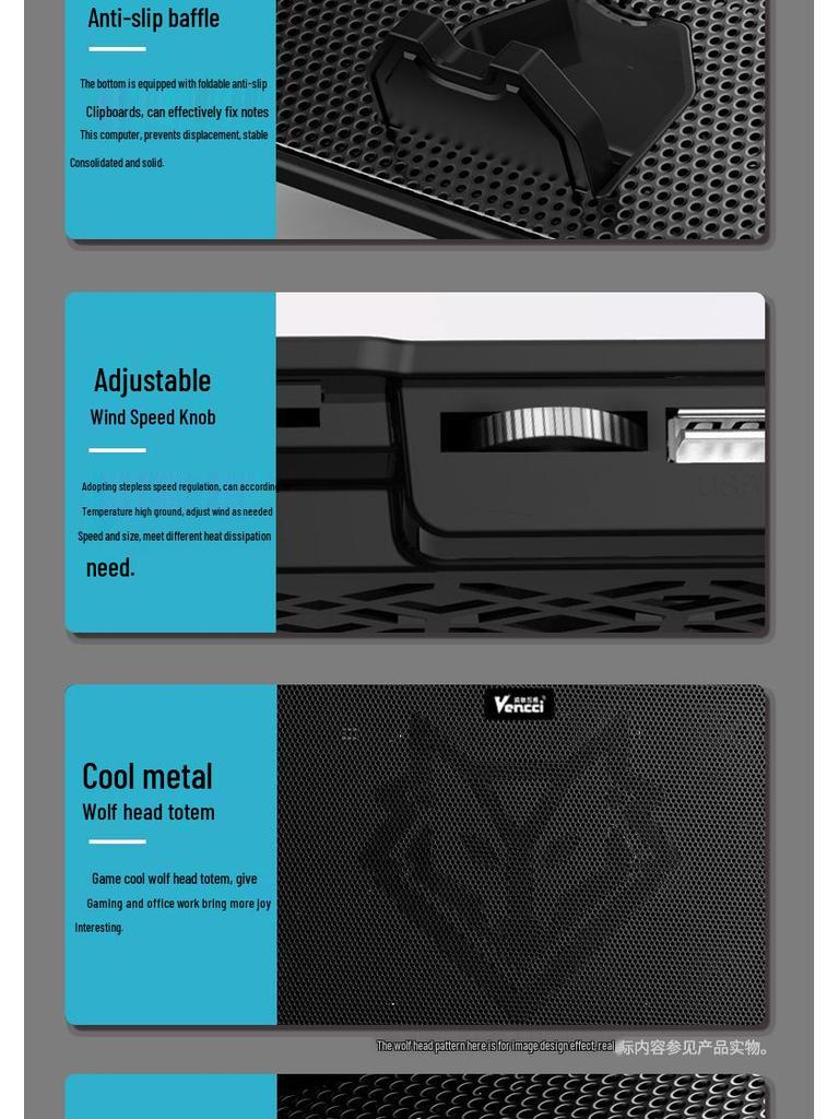 Leiser, tragbarer Laptop-Kühlständer 14-15,6 Zoll mit Abluftventilator