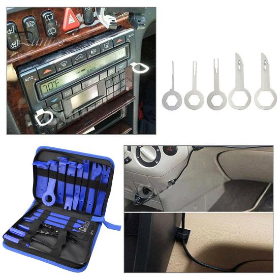 Plastic Clip Removal Tool 19Pcs Trim Set with Pick & Tool, Sticker Scraper, Automotive Car Modification Panel Pry for Door Stereo, Fastener