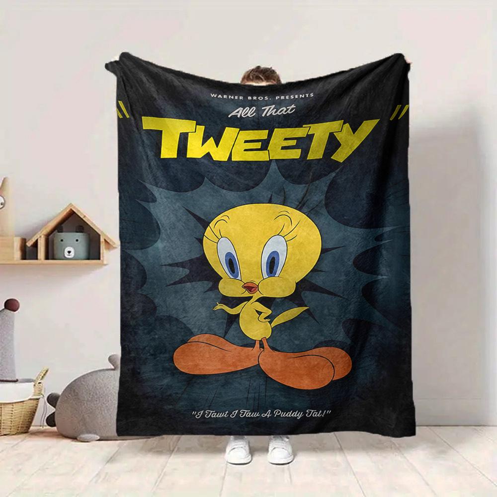 1 Stück Tweety Vogel Looney Tunes Flanelldecke, Weich Hautfreundlich mit Digitaldruck, Verschiedene Größen erhältlich für Familie, Freunde, Geburtstag