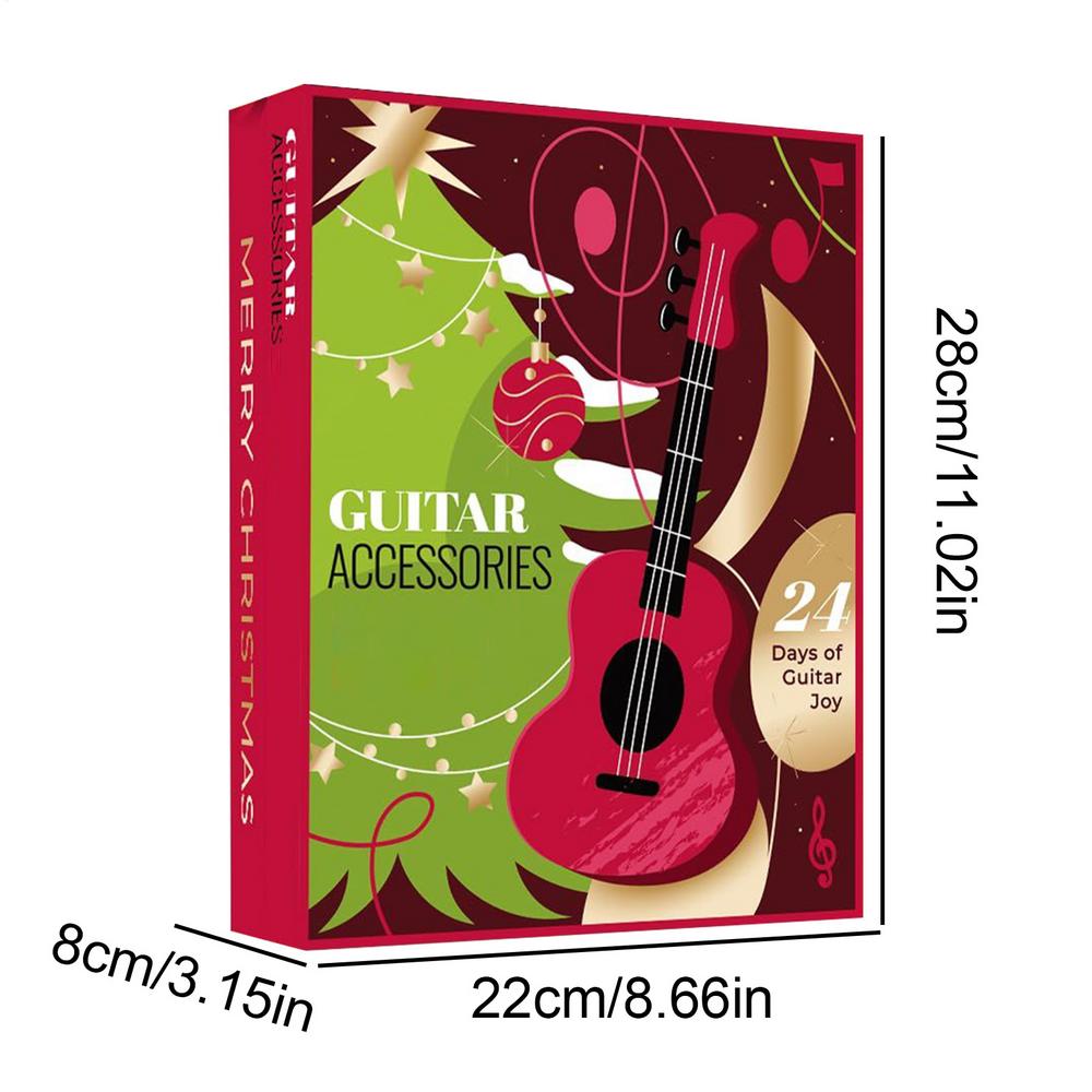 

Guitar Advent Calendar Adult Teens, 24 Days Christmas Countdown Calendar with Gutiar Picks Capo, Tuner, Strings & Accessory 1set красный