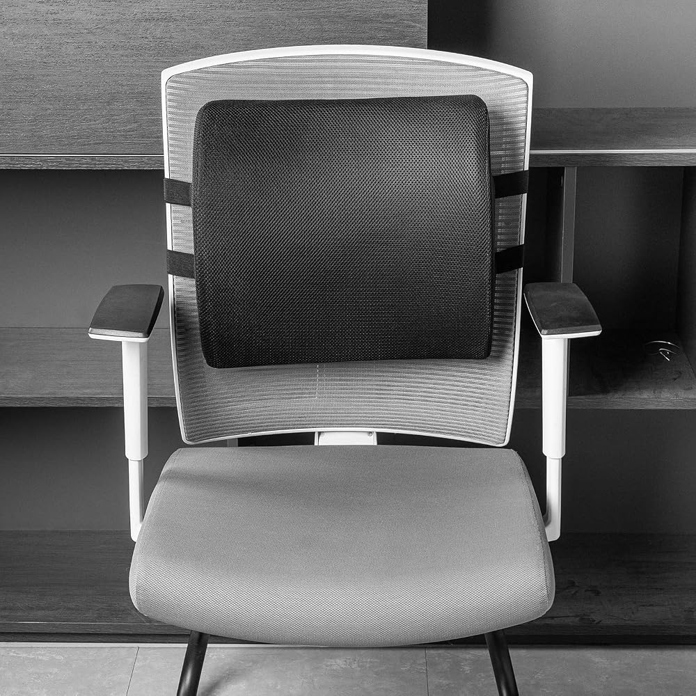 Basic Rectangular Backrest Cushion, Back Support Cushion for Office Desk Chairs, Memory Foam, Black
