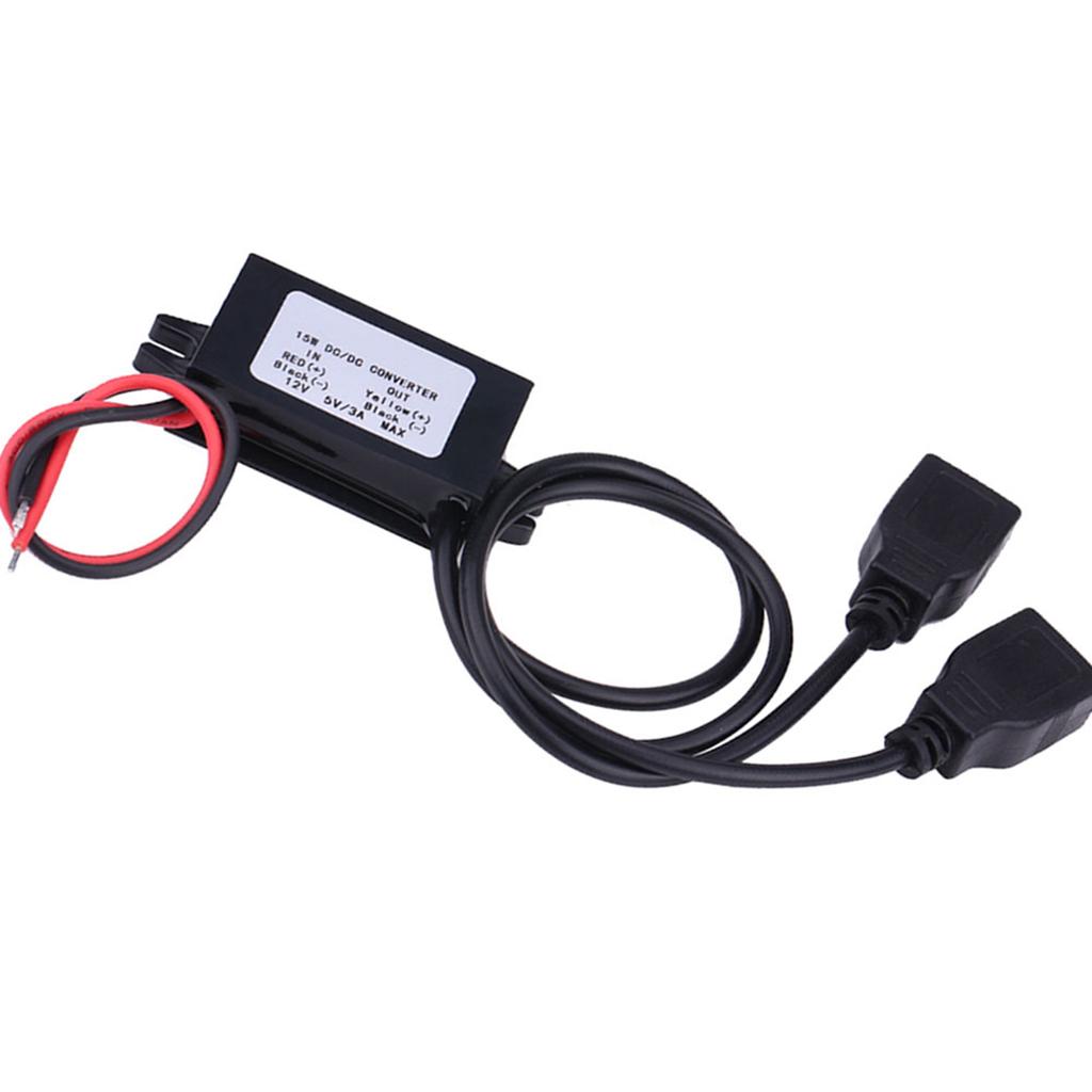 3A DC 12V to DC 5V Dual USB Charger Adapter Converter Module for Car Motorcycle Phone Charge