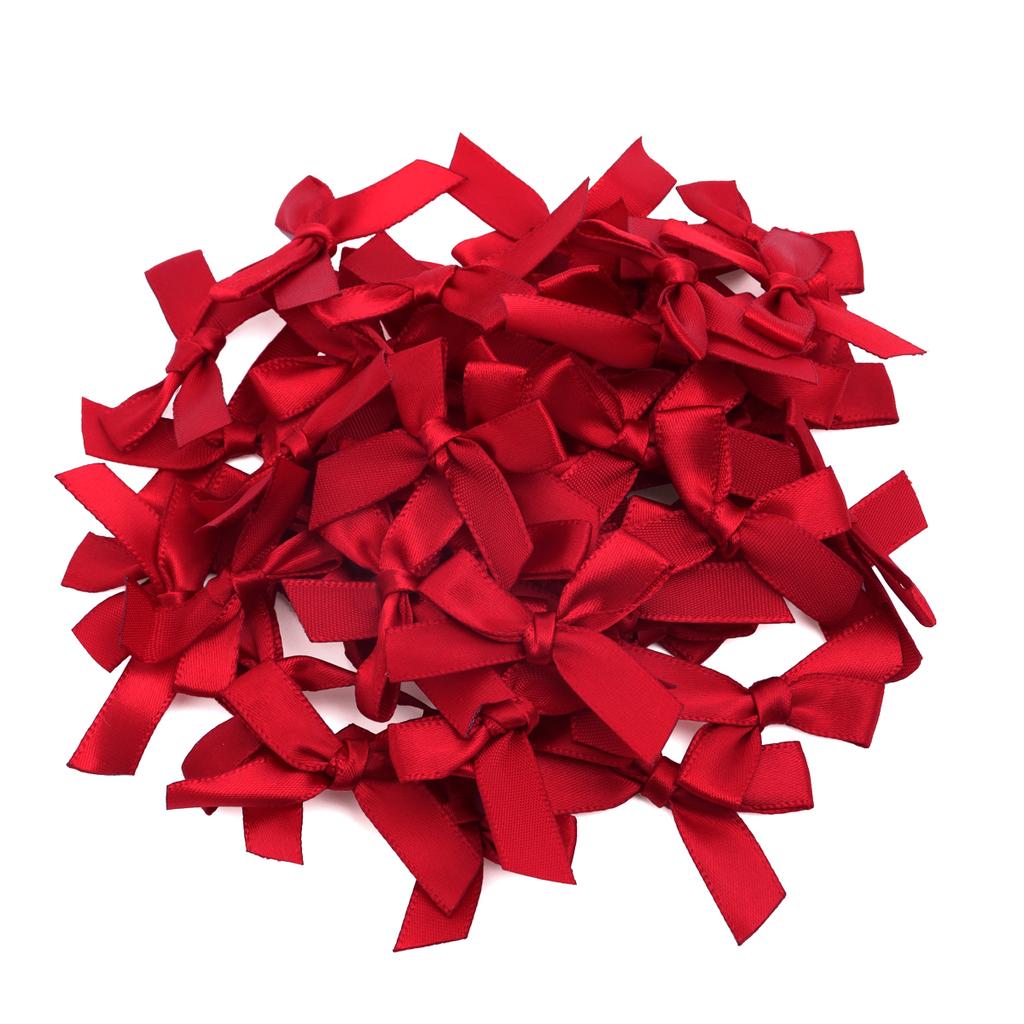 50pcs 4*3.5cm Colorful Ribbon Bows Small Size Polyester Handmade Bowknot For DIY Wedding Christmas Party Gift Bouquet Decoration