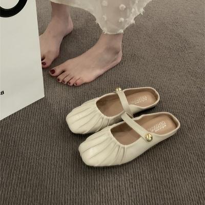 Flat-bottomed Bag Head Half Slippers Women's Wear Mary Jane Single Shoes 2025 New Spring and Summer Versatile Lazy Muller Cool Slippers