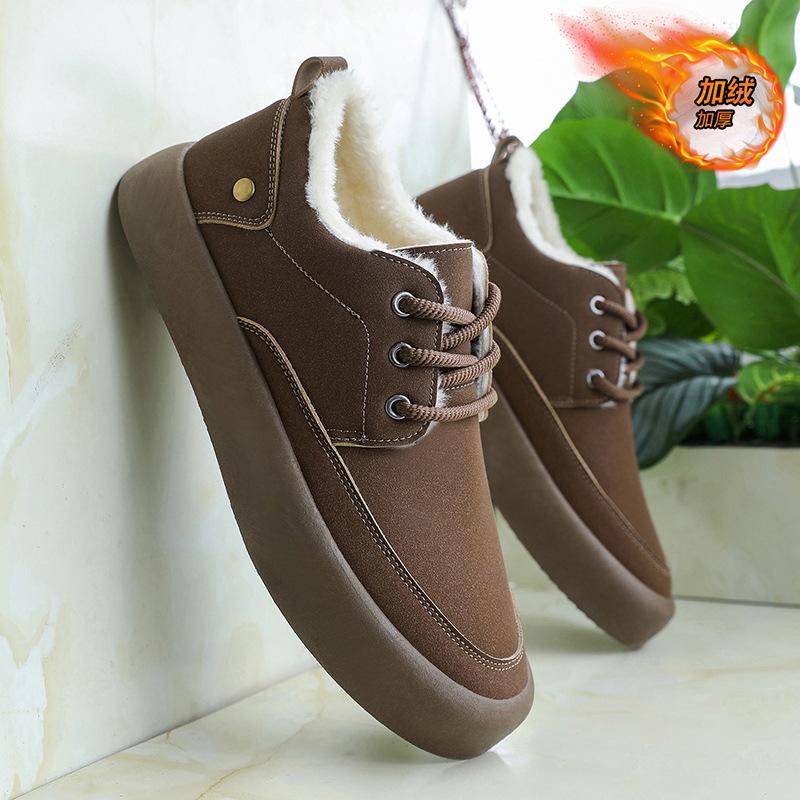 2025 hiver nouveau version coréenne de la mode chaussures chaudes pour hommes tendance velours épaissi chaussures en coton pour hommes chaussures décontractées pour jeunes