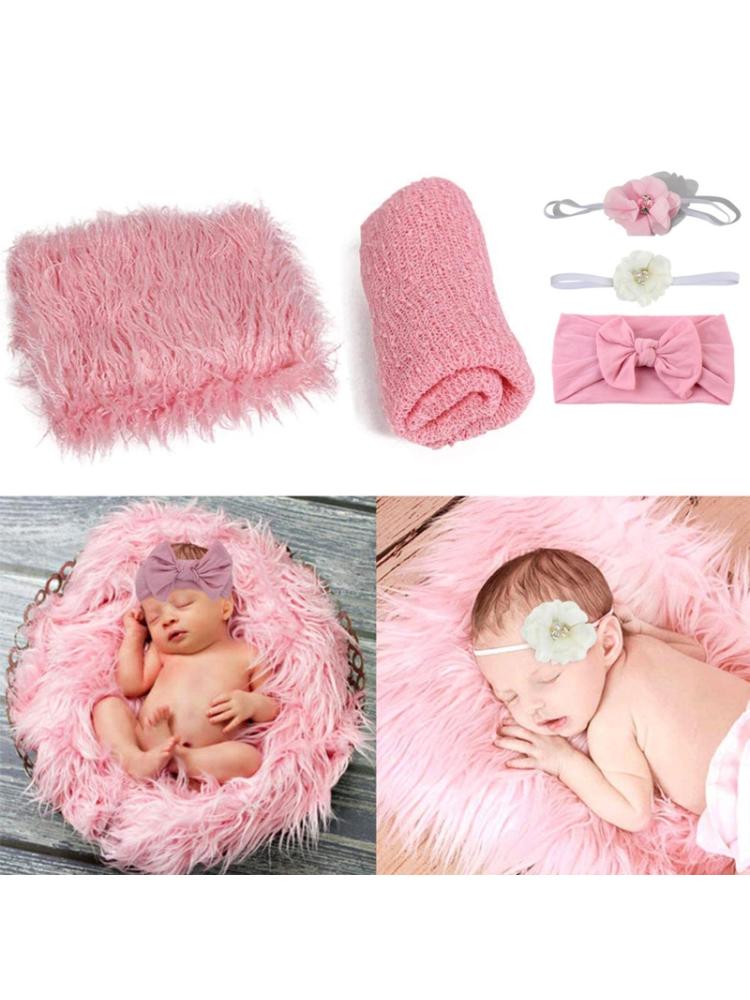 Buy Baby Swaddle Wrap+Blanket+Headband Set Infants Photo Shooting