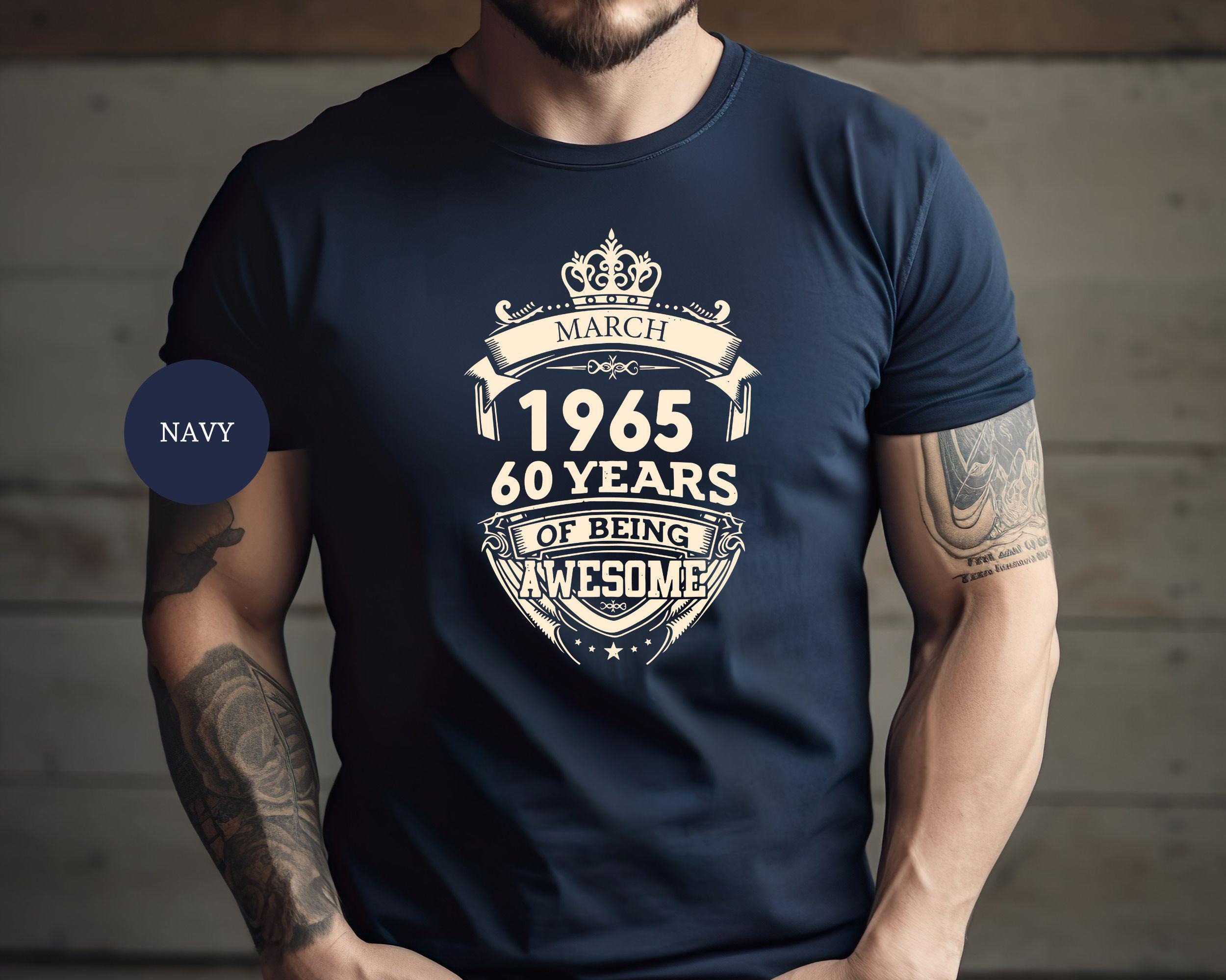 Vintage 1965 60 Years of Being Awesome Mens Birthday TShirt Mens Tracksuit Summer Casual Pullover Shortsleeved Sportswear Top L