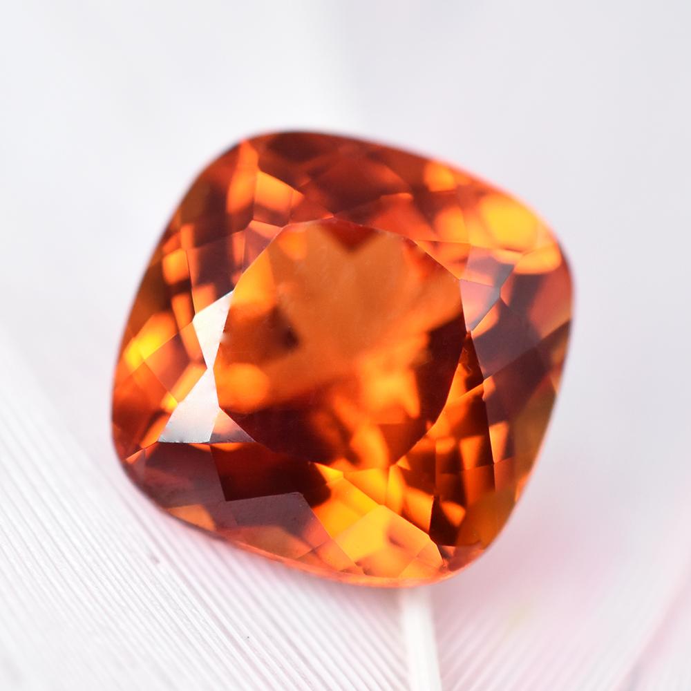 Natural Orange Sapphire Loose Gemstone 5.65 Ct Square Cushion Cut September Birthday Birthstone