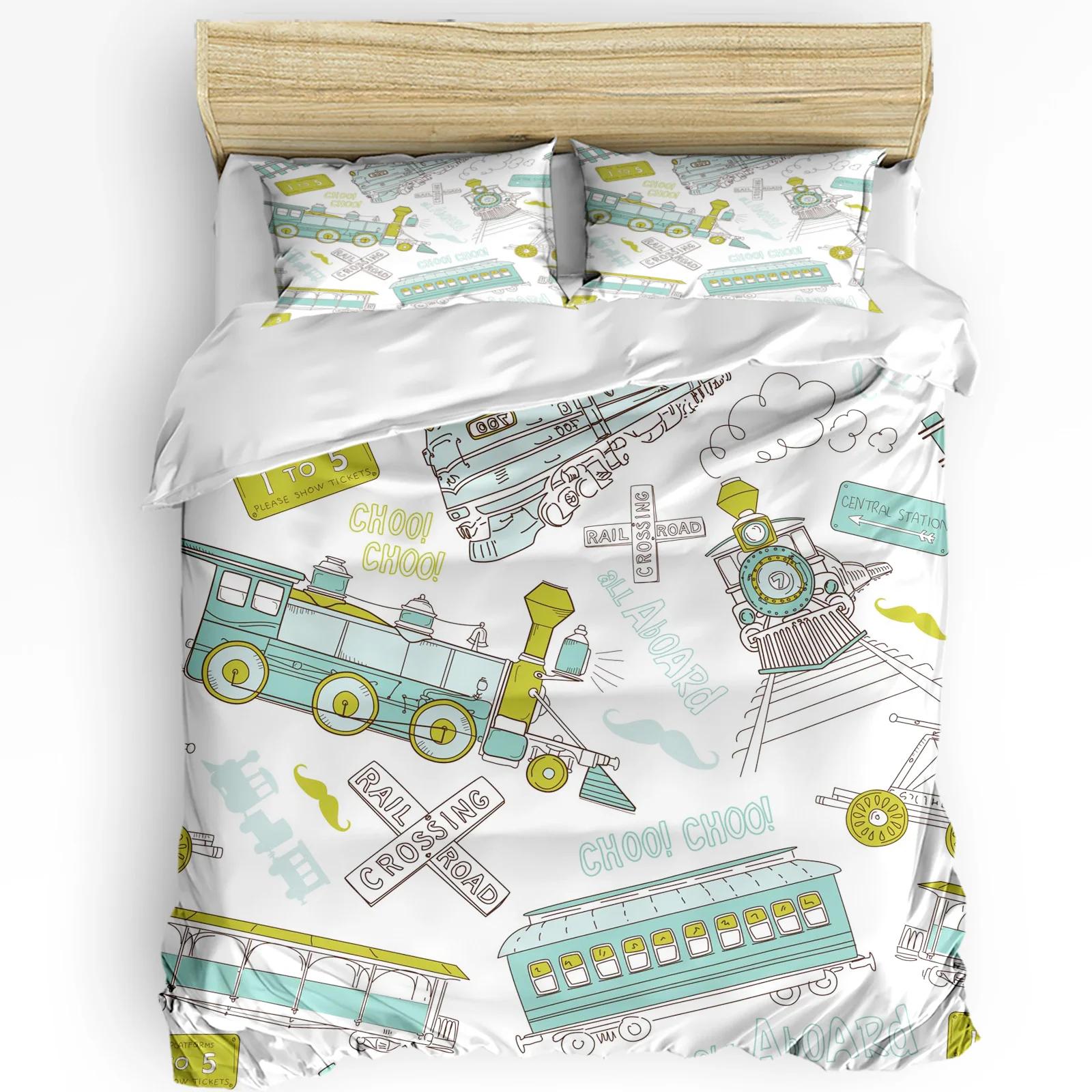 

Comforter Steam Train Smoke Landscape Retro 3Pcs Bedding Set For Bedroom Double Bed Home Textile Comforter (quilt)-EU Single(135*200cm)3pcs