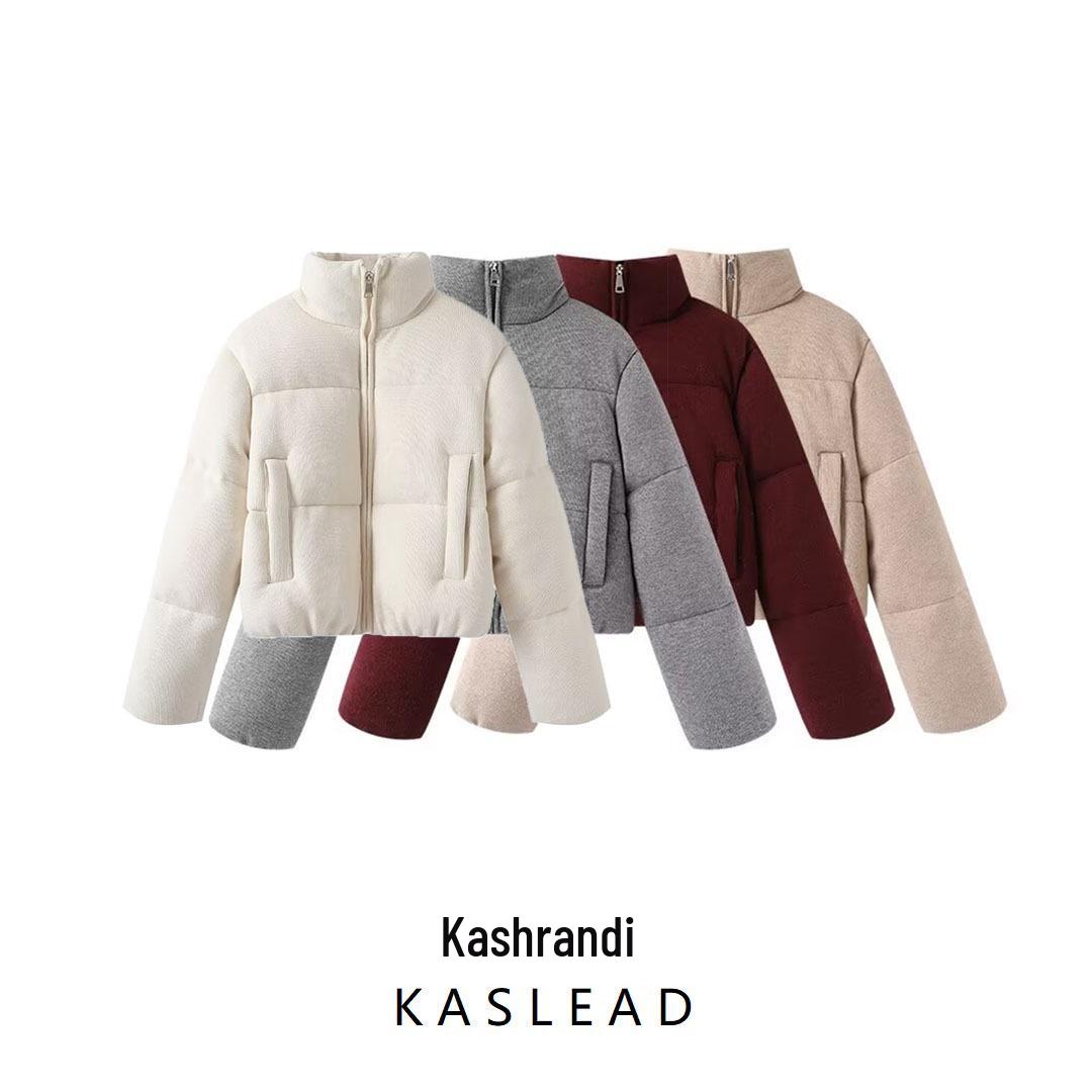 

2024 Women s Winter Fashion Stand Collar Knit Cotton Coat, European & American Style L хакі