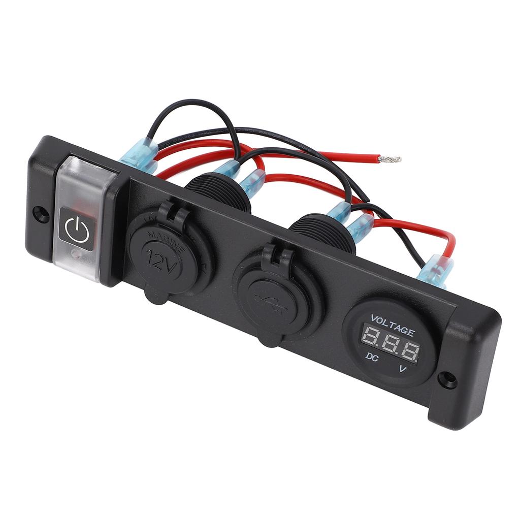 4 In 1 USB Cigarette Lighter Socket Panel LED Indication IP66 Waterproof Dual USB Socket Panel for