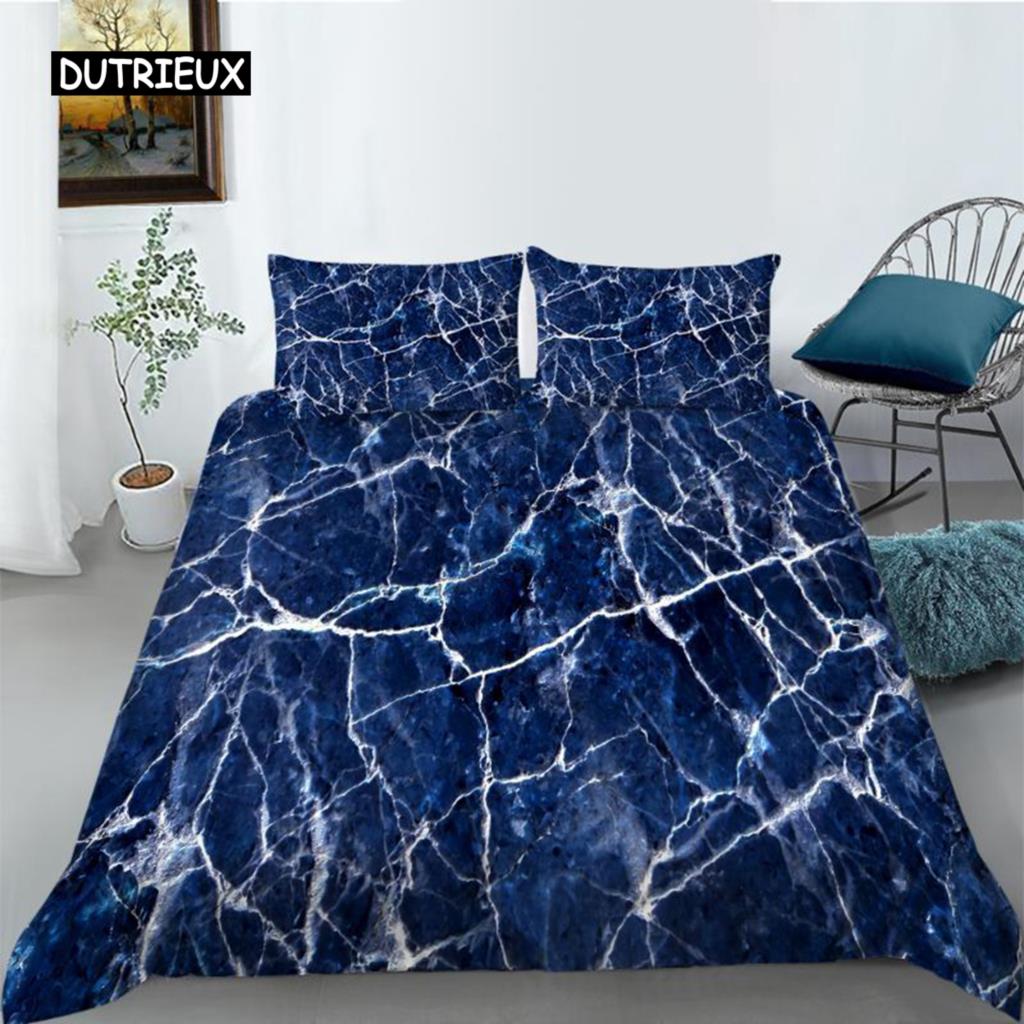 Marble Duvet Cover Set Pink Printed Queen Size Bedding Set Polyester Abstract Print Decor Golden Comforter Cover for Girls Teens