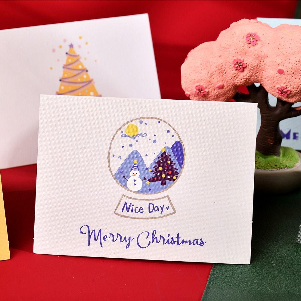 10pcs Handwriting Merry Christmas Greeting Cards Invitation Blank Paper Cards  Festivital Gifts