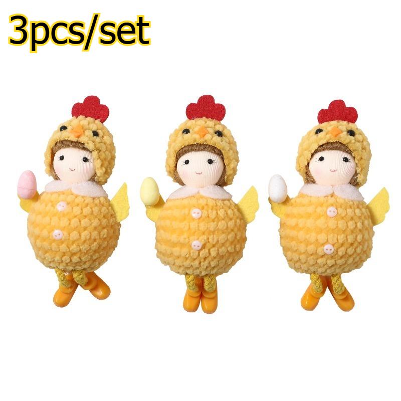

3pcs/set Easter Chicken Hat Round Belly Girl Ornament Festival Scene Decoration Pendant Holiday Party Hanging Decorative жёлтый
