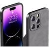POZZO IPhone 13 Case, Shockproof Camera Protection Full Coverage Soft Shell, Simple Luxury Lambskin Outer Case for Women And Men, Gray Leather Cover