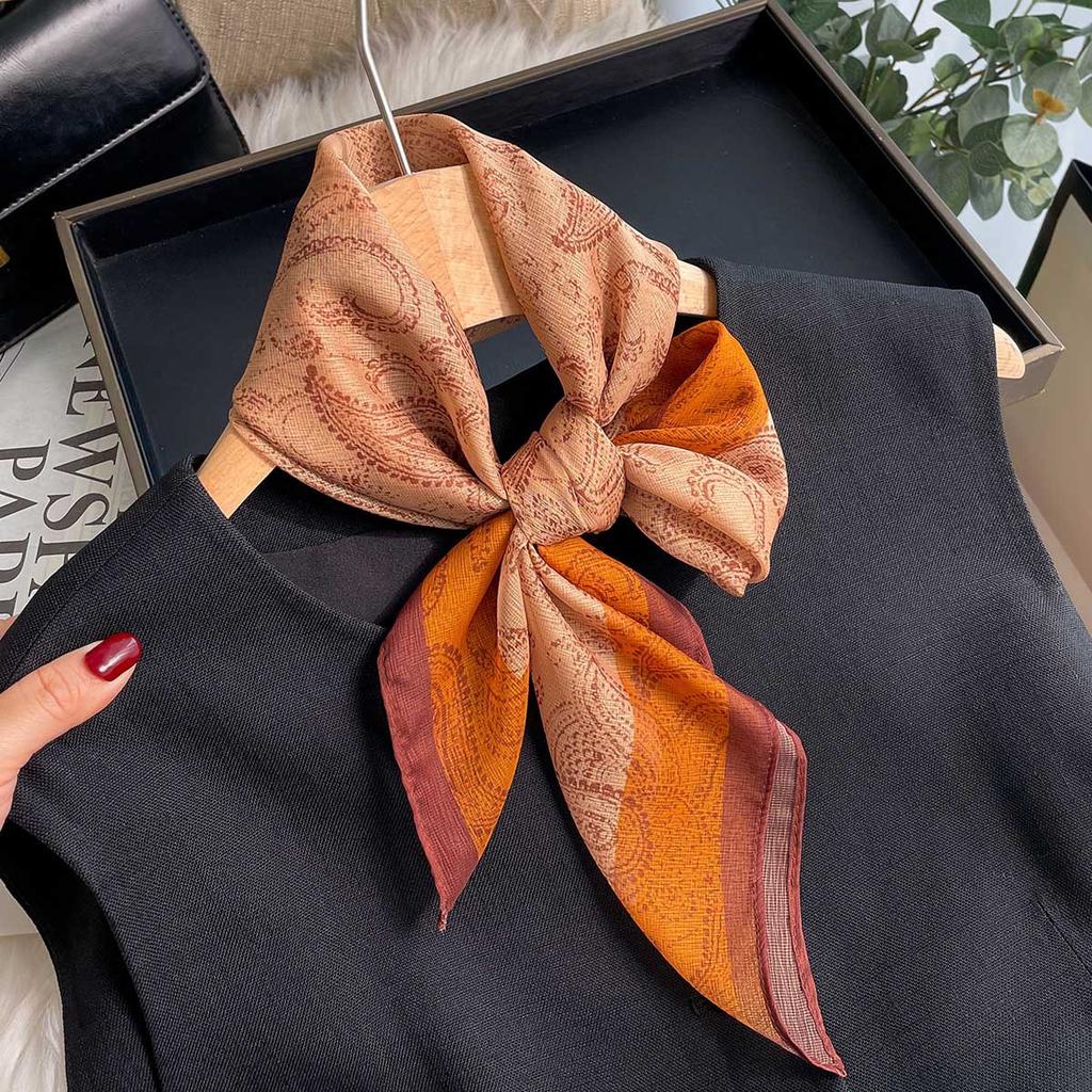 1psc Square Scarf Women‘s 70cm Soft Satin Bandanna Neck Tie Print Scarf Hijab Head Band Thin Hair Wrap Fashion Neckerchief