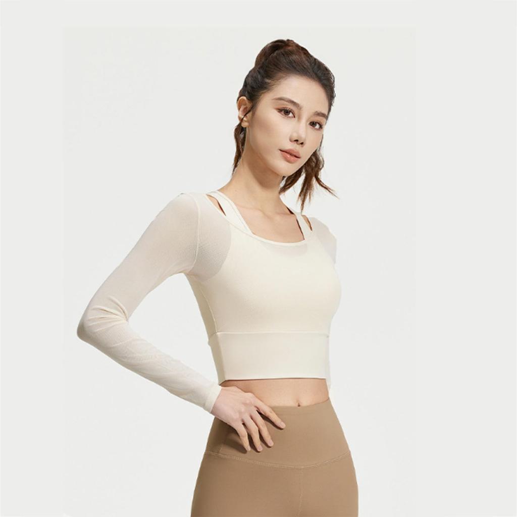 Yodilala Yoga Top with Yoga Sports Strong Support for Lightweight and Convenient and Ivory Size M Bra, Bra, High-Intensity Exercise, Breathable,