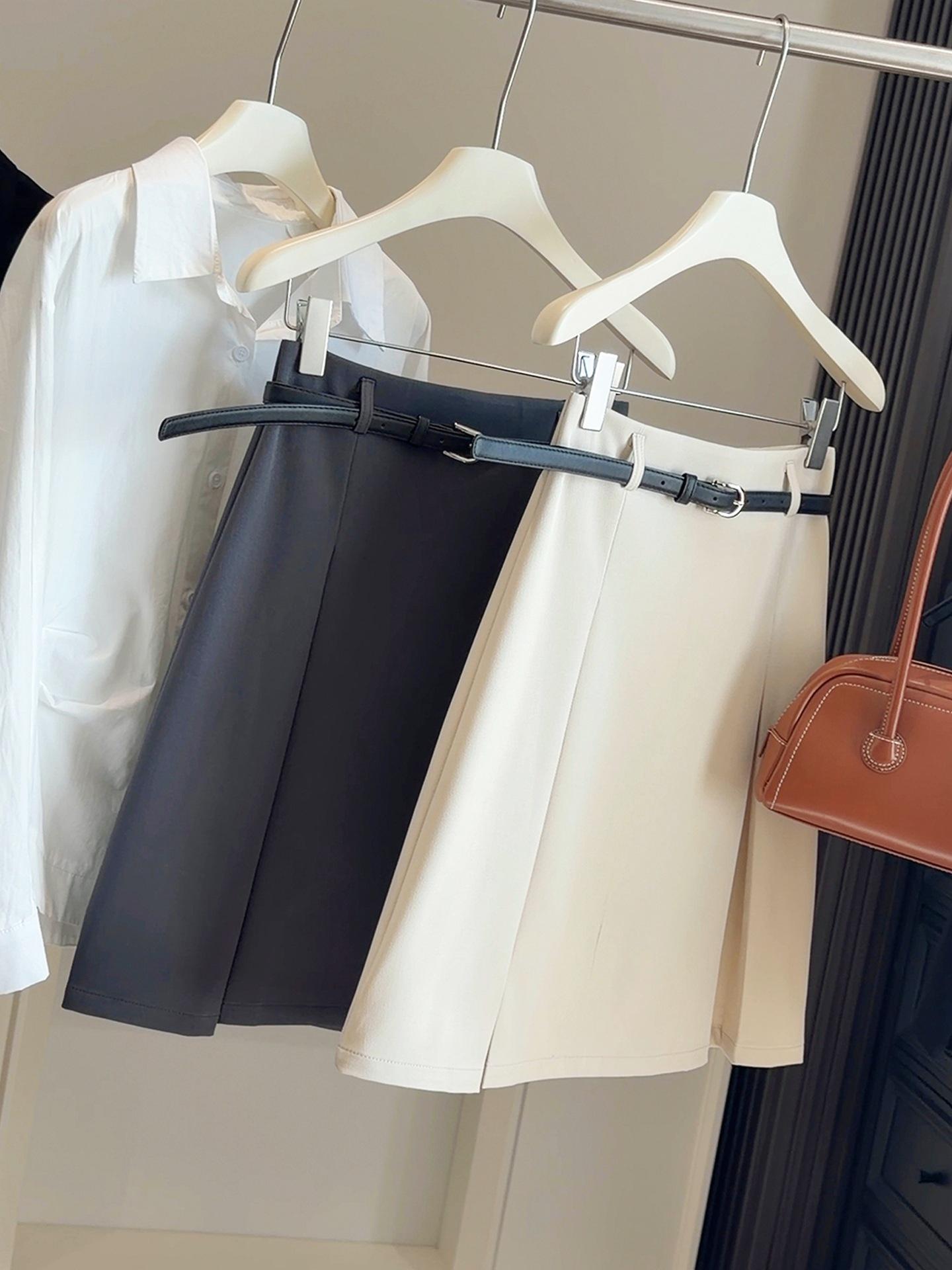 High-End Gray Pleated A-Line Midi Skirt for Women - Spring 2026, Slimming & Versatile Design Small абрикосовый