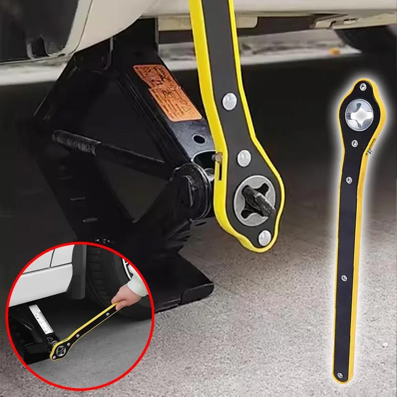 Effortless wrench, car mounted hand cranked jack, car tire changing tool for small cars, hydraulic horizontal jack