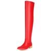 Women's Thigh High Boots 2025 Low Heels Over-the-knee Boot Black Red White Long Footwear Shoes Ladies Large Size 48 Water-proof