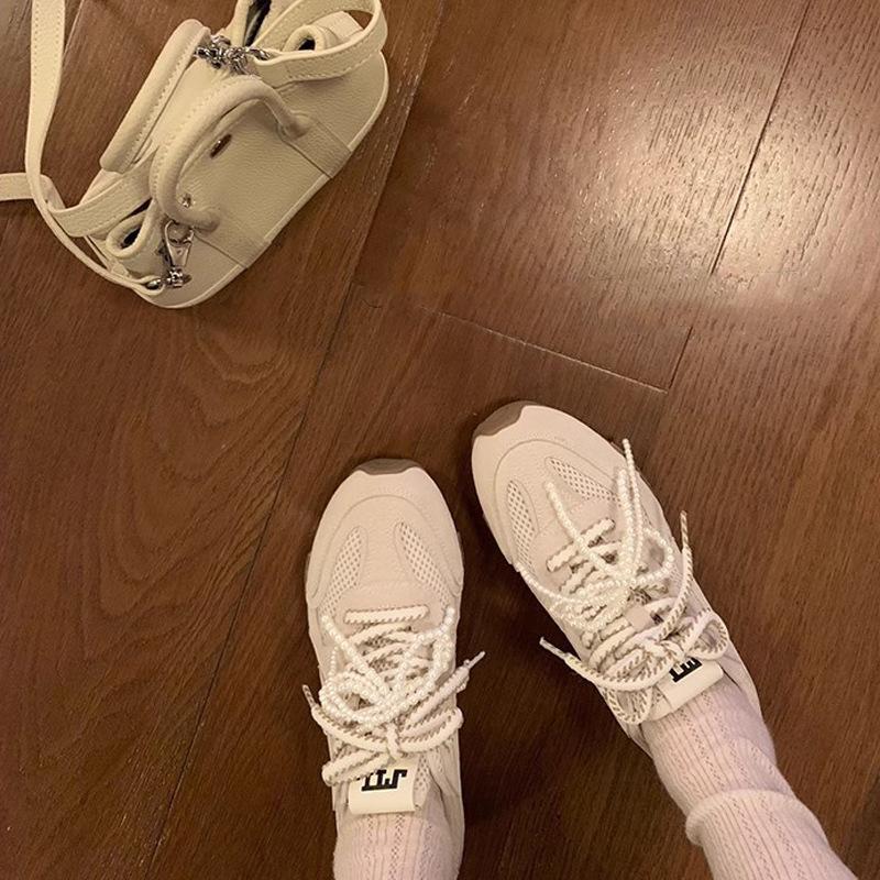 

Grape mother same girly pearl pair of shoelaces leather sports inner height increase casual style ballet training shoes women 40