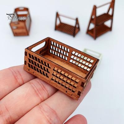 Miniature Kitchen Vegetable Storage Box Mini Wood Basket Cute Dollhouse Furniture Accessory for Enhanced Miniature Scenes