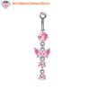 Fashion Stainless Steel Belly Button Ring Sexy Drop Dangle Body Piercing Jewelry For Women Girls Pink Zircon Navel Rings Gifts