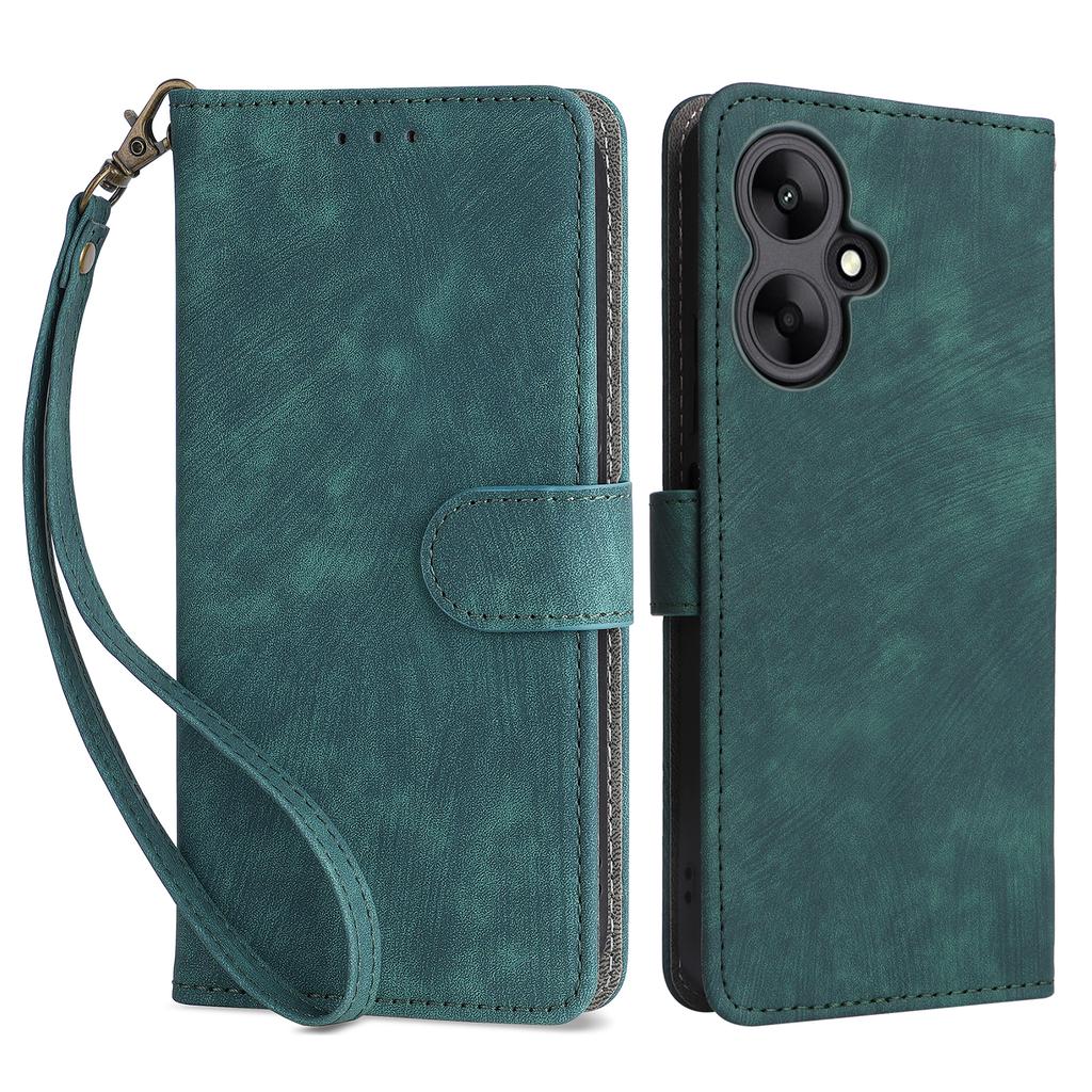 For Xiaomi Redmi 13C 5G/Redmi 13R 5G/Poco M6 5G Case RFID Blocking Leather Phone Shell with Wrist Strap