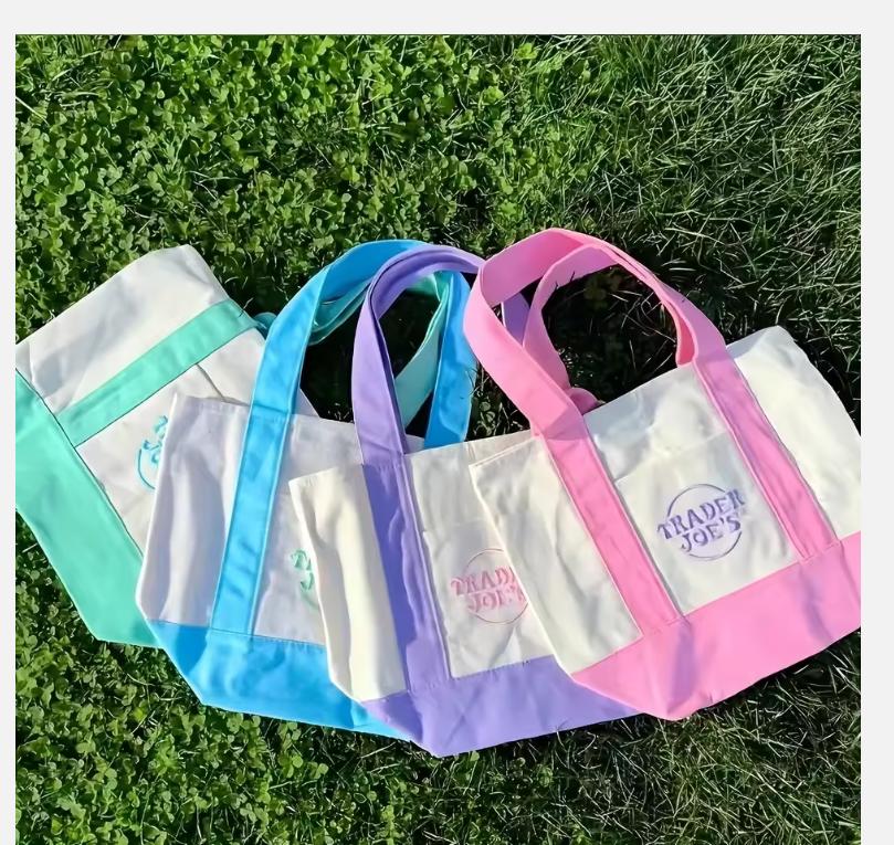 Trader Joe'S Women'S Floral Tote Bag - Stylish & Spacious Beach Bag, Perfect For Summer Vacations, Shopping & Casual Outings