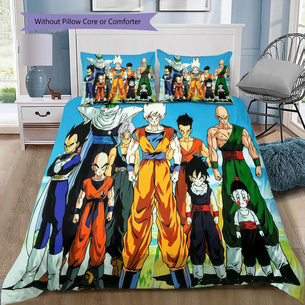 Set Copripiumino Trapuntato con Fantasia Dragon Ball Federa Regalo di Compleanno per la Casa(1 * copripiumino + 2 * federa, senza nucleo)