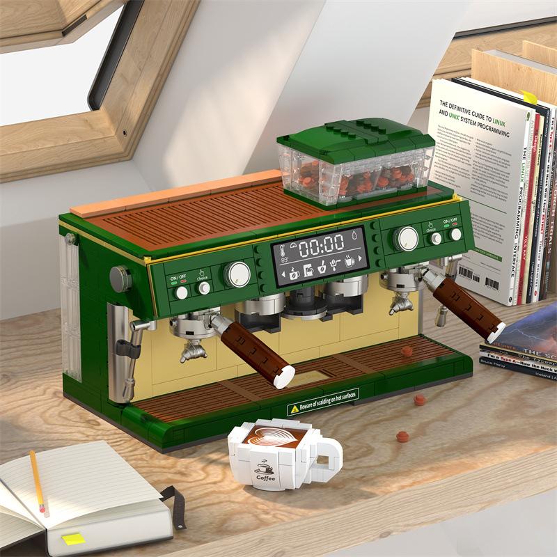 Retro Coffee Machine Building Block Puzzle Building Children's Brick Home Decoration Desktop Toys for Kids Adult Christmas Gifts
